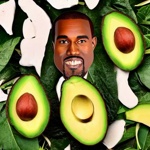 Image similar to avocado that looks like kanye, red carpet photography