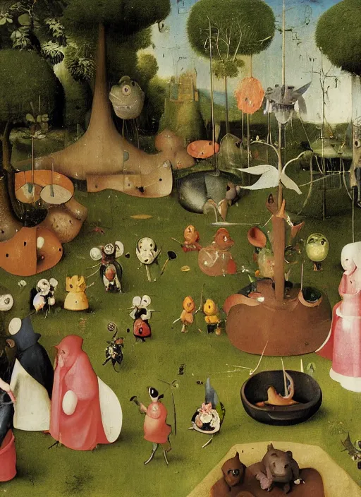 Prompt: detail of the Garden of Pokemon Delights, by hieronymus bosch