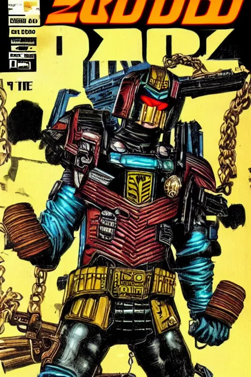 Image similar to 2000ad comic book cover, Judge Dredd, megacity one