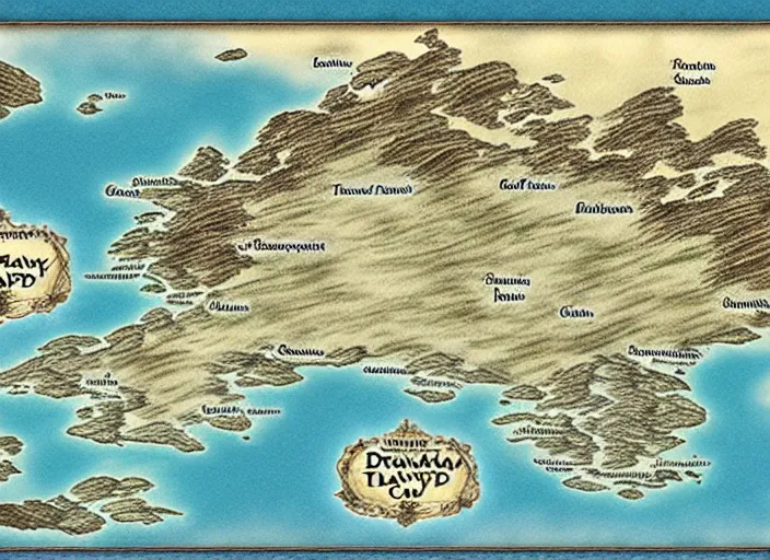 Image similar to dramatic map over fantasy world