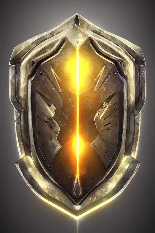 Image similar to shield fantasy epic legends game icon stylized digital illustration radiating a glowing aura global illumination ray tracing hdr fanart arstation by ian pesty and katarzyna da „ bek - chmiel