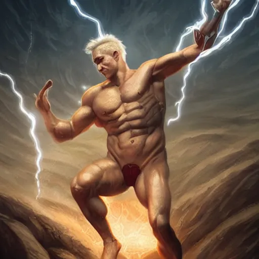 Prompt: benjamin netanyahu as the greek god of lightning, highly detailed, by artgerm and greg rutkowski