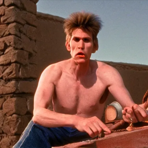 Image similar to Live Action Still of Jerma in Raising Arizona, real life, hyperrealistic, ultra realistic, realistic, highly detailed, epic, HD quality, 8k resolution, body and headshot, film still