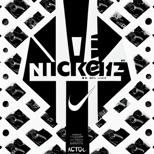 Image similar to black on white editorial cover for nike in style of david rudnick, acid, y 2 k