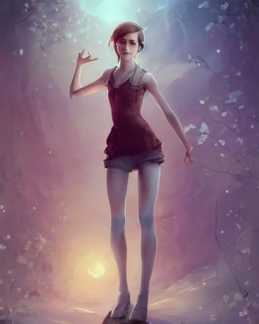 Image similar to beautiful full body Emma Watson smiling, art by Annegret Soltau, lois van baarle and loish and ross tran and rossdraws and sam yang and samdoesarts and artgerm, digital art, highly detailed, intricate, sharp focus, Trending on Artstation HQ, deviantart, unreal engine 5, 4K UHD image, 3D unreal 5, DAZ, hyperrealistic, octane render, cgsociety, Photolab, Lightroom, 4K, Dolby Vision, Photography Award