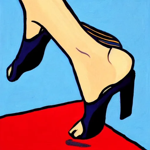 Prompt: easy to watch peaceful painting of a woman's feet in high heeled sandals by Roy Liechtenstein