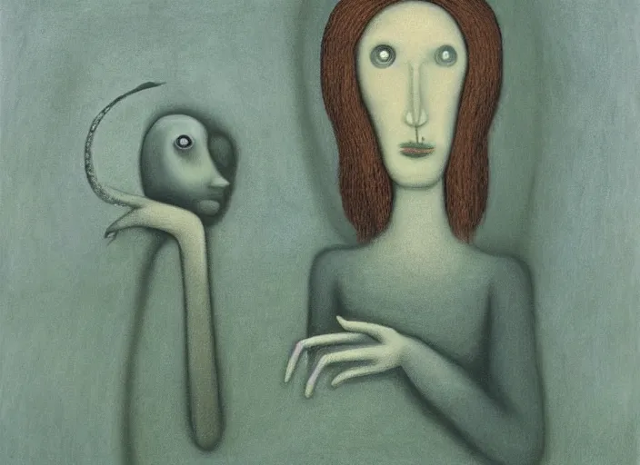 Image similar to imprisoned ancient eldritch female goddess by gertrude abercrombie and leonora carrington, pastel colors