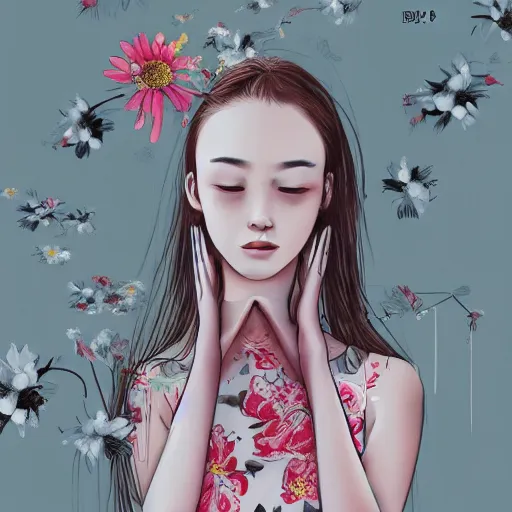 Image similar to flowers, art, girl, clothing, tears, chinese, mao jun