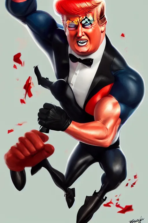 Prompt: trump as mr. incredible from the incredibles, hyper realistic, highly detailed, digital painting, trending on artstation, concept art, sharp focus, illustration, art by artgerm and greg rutkowski and fuji choko and viktoria gavrilenko and hoang lap