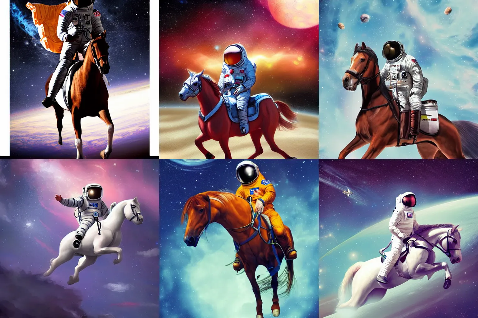 Prompt: astronaut riding a horse in space, trending on artstation