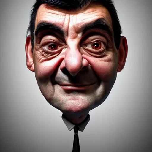 Image similar to mrbean head caricature, artgem, digital painting, fullshot, color painting, hyperrealistic, concept art, oil painting, masterpiece, concept art, trending on deviantart, realistic and detailed face, highly detailed, high quality, 8 k, soft lighting, fancy colors, fantasy, cinematic, high coherence