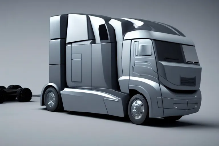 Prompt: still photo of a futuristic truck with 8 wheels, highly detailed, photorealistic portrait, bright studio setting, studio lighting, crisp quality and light reflections, unreal engine 5 quality render