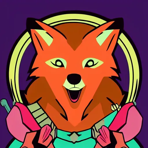 Prompt: Robin Hood anthropomorphic fox, wearing a synthwave hoodie vhs still
