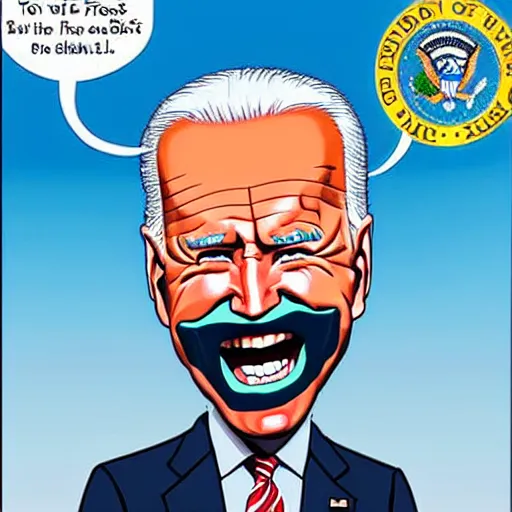 Image similar to caricature of Joe Biden going super Saiyan