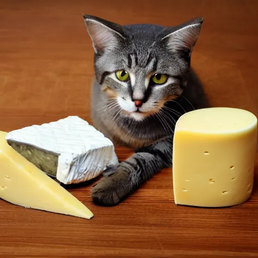 Image similar to cat with cheese for a head