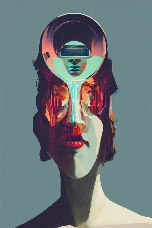 Image similar to woman wearing oculus and digital glitch head edward hopper and james gilleard, zdzislaw beksisnski, higly detailed