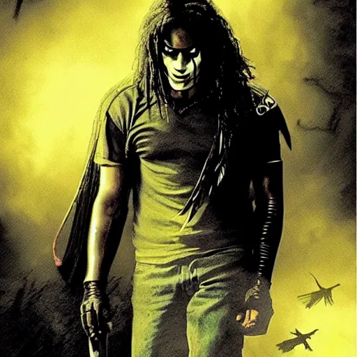 Image similar to movie poster of the crow vs the predator