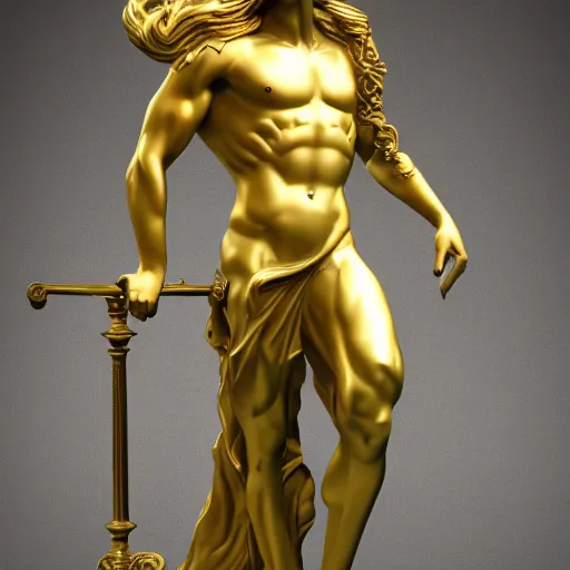 Image similar to Marble Statue of Hades, gold,hyper detailed, ultra realistic, character concept, full body, dynamic pose, 4k