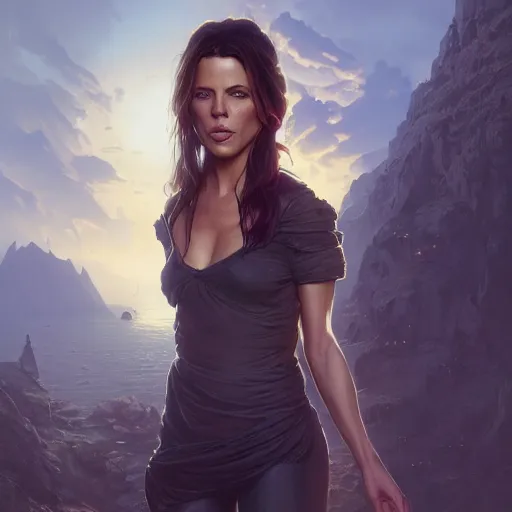 Image similar to highly detailed portrait kate beckinsale in gta v, stephen bliss, unreal engine, fantasy art by greg rutkowski, loish, rhads, ferdinand knab, makoto shinkai and lois van baarle, ilya kuvshinov, rossdraws, tom bagshaw, global illumination, radiant light, detailed and intricate environment