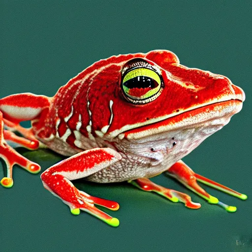 Prompt: a frog with crab legs, digital art