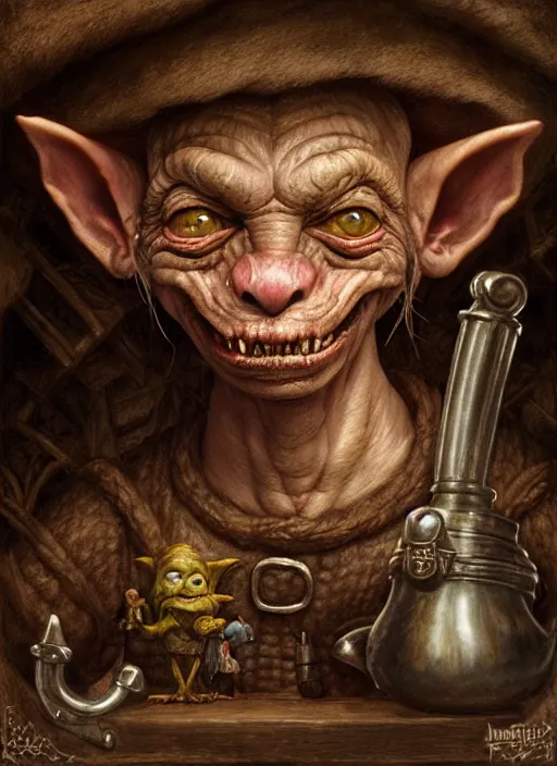 Image similar to highly detailed closeup portrait of a medieval goblin's favorite tavern, unreal engine, nicoletta ceccoli, mark ryden, earl norem, lostfish, hyung tae, frank frazetta, global illumination, detailed and intricate environment