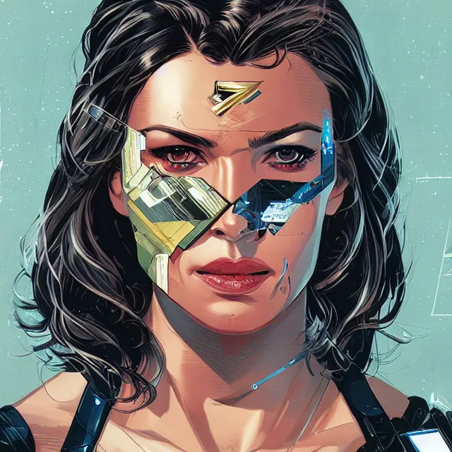 Image similar to portrait of a female android, by MARVEL comics and Sandra Chevrier, 8k