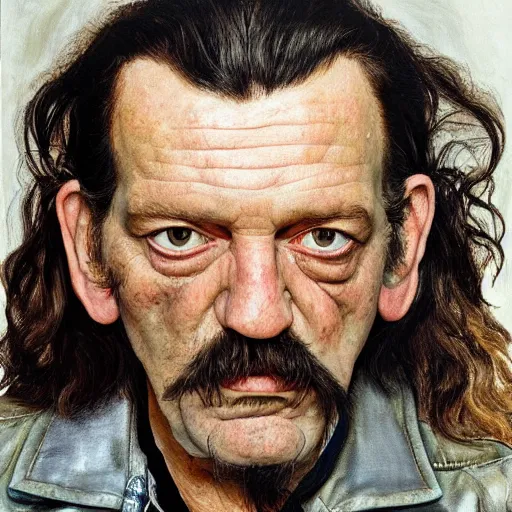 Image similar to high quality high detail painting by lucian freud, hd, portrait of lemmy from motorhead