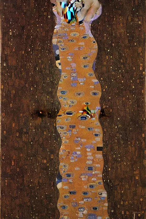 Image similar to portrait of anger and despair by Gustav Klimt