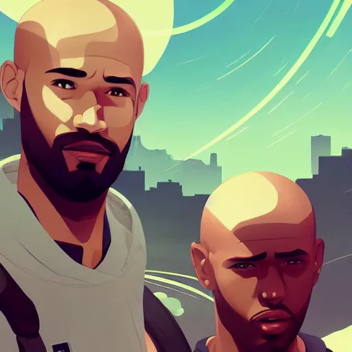 Image similar to a bald terrence boyd as a saint with halo, clean cel shaded vector art. shutterstock. behance hd by lois van baarle, artgerm, helen huang, by makoto shinkai and ilya kuvshinov, rossdraws, illustration,