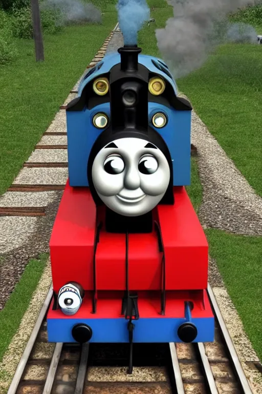 Prompt: realistic Thomas the Tank engine,