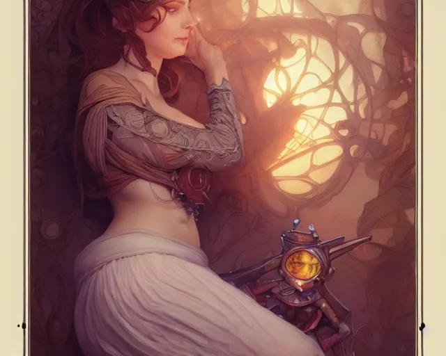 Image similar to photography of fay helfer, deep focus, d & d, fantasy, intricate, elegant, highly detailed, digital painting, artstation, concept art, matte, sharp focus, illustration, hearthstone, art by artgerm and greg rutkowski and alphonse mucha