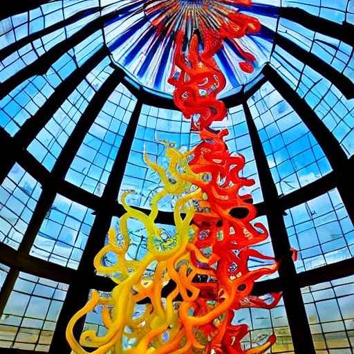 Image similar to a photo of the interior of a lighthouse created by dale chihuly