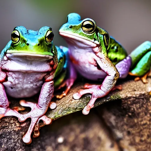 Prompt: frogs stacked on top of each other, HD nature photography, 4k