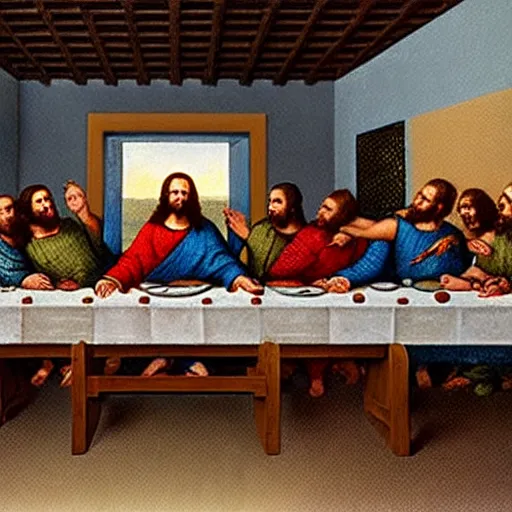 Image similar to the squad at the last supper,