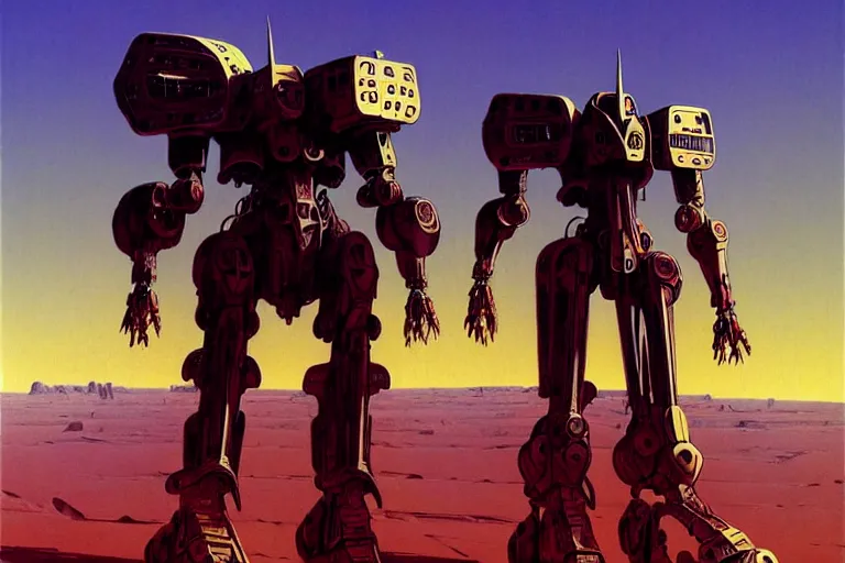 Prompt: gigantic mecha walking through the desert, futuristic, fantasy, intricate, elegant, dramatic lighting, highly detailed, lifelike, photorealistic, artstation, concept art, smooth, sharp focus, illustration, art by syd mead and beksinski and john blanche and paul dainton