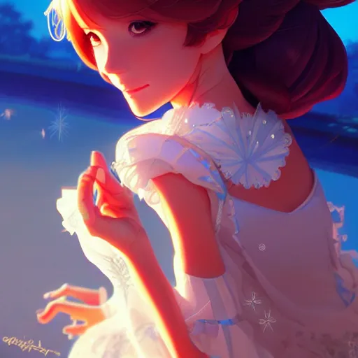 Image similar to cinderella, sunny day background, intricate, highly detailed, digital painting, artstation, official media, anime key visual, concept art, rich vivid colors, ambient lighting, sharp focus, illustration, art by Artgerm, Makoto Shinkai, Ilya Kuvshinov, Lois Van Baarle, and Rossdraws