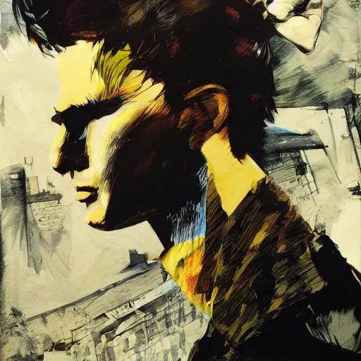 Image similar to portrait of corto maltese dreaming about valparaiso, by dave mckean and yoji shinkawa, oil on canvas