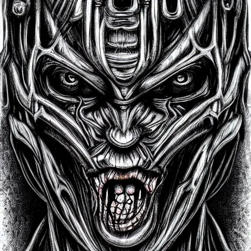 Prompt: a dark humanoid, hyper detailed, in the style of h. r. giger and and h. r. giger and h. r. giger, selfie