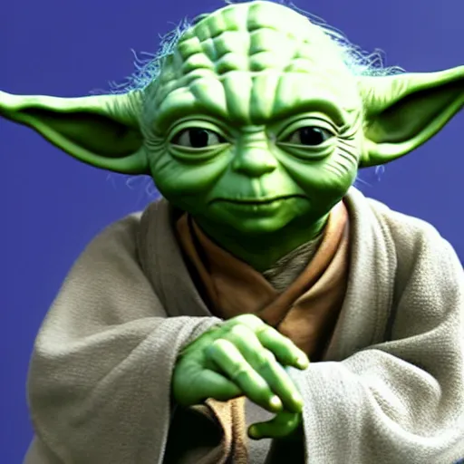 Image similar to Yoda on the set of Lord of the Rings, highly detailed, high quality, HD, 4k, 8k, Canon 300mm, professional photographer, 40mp, lifelike, top-rated, award winning, realistic, sharp, no blur, edited, corrected, trending