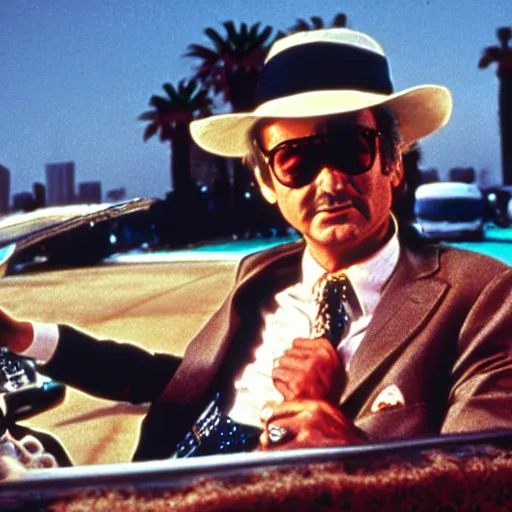 Image similar to bill murray in fear and loathing in las vegas, movie still, promotional shot