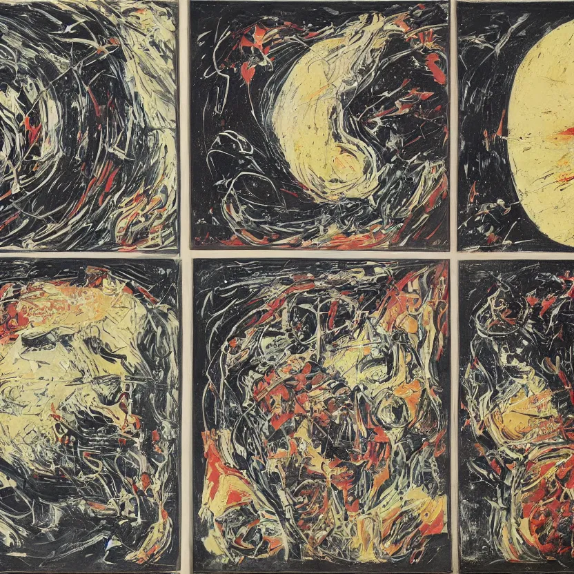 Image similar to quadtych depicting nuclear war