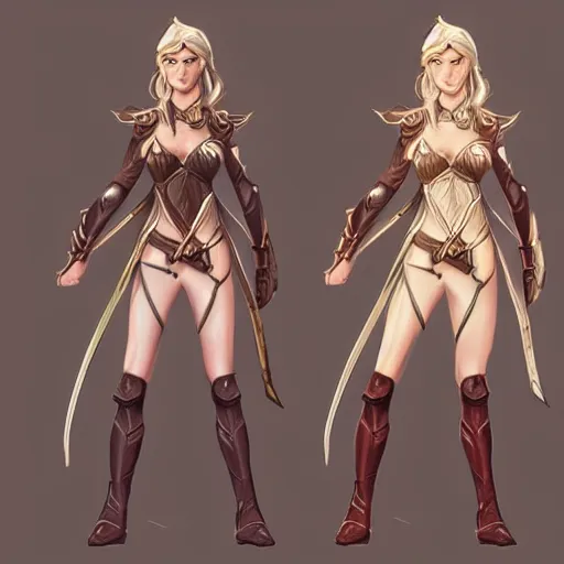 Prompt: character outfit concept sheet of fantasy female elf, by Josh Durham and Artgerm, highly detailed, artstation