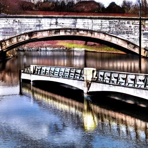 Prompt: a photograph of a beautiful bridge in glasgow, scotland