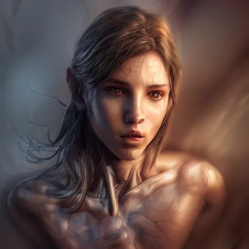 Image similar to human, right anatomy, hyper realistic, very detailed, realistic lighting, fantasy, 4 k, in the style of anry