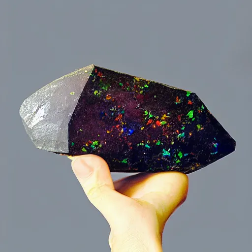 Image similar to a giant gemstone mineral with dark background. Opal gemstone, professional digital matte painting.