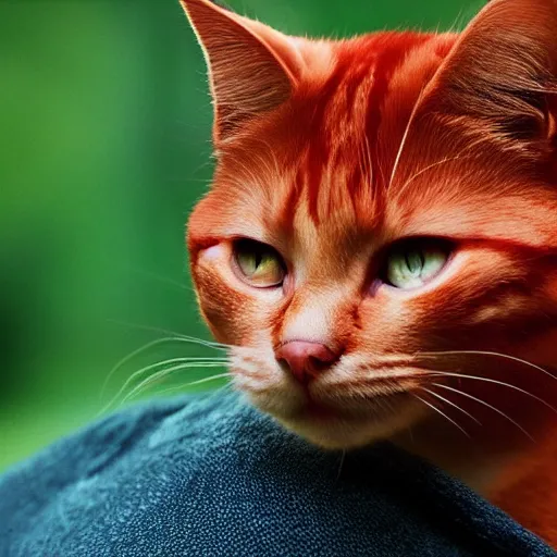 Prompt: red cat, movie still, 8 k