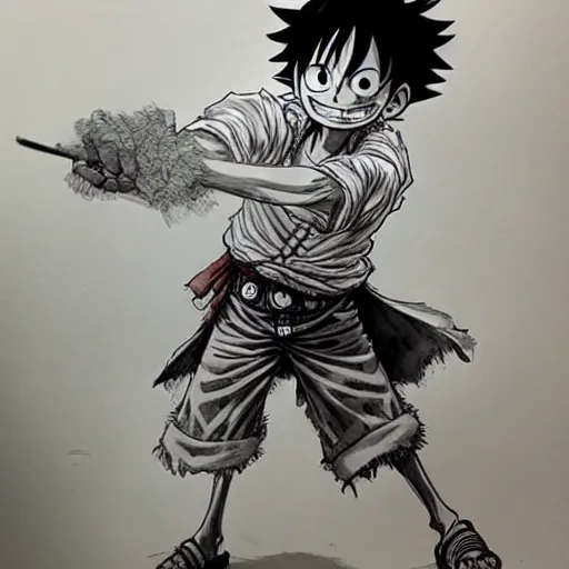 Image similar to luffy by kim jung gi