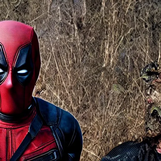 Image similar to Deadpool in The Walking Dead 4K quality super realistic