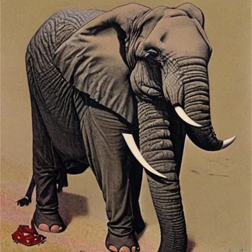 Prompt: An Elephant 1940's Aviator portrait, art by Norman Rockwell