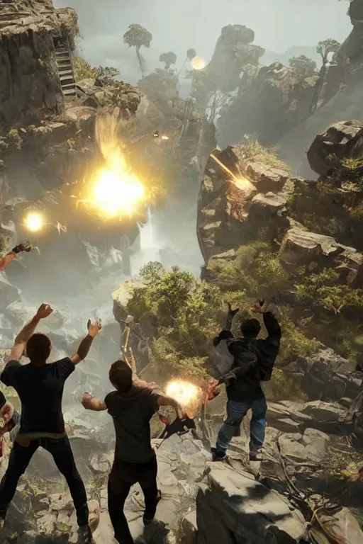 Image similar to big game development team uncoordinated work in a chaos, unreal engine